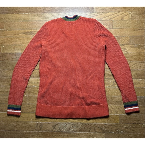Abercrombie & Fitch Cardigan Varsity Letter Sweater Chunky Knit Women SM Orange - Picture 7 of 7